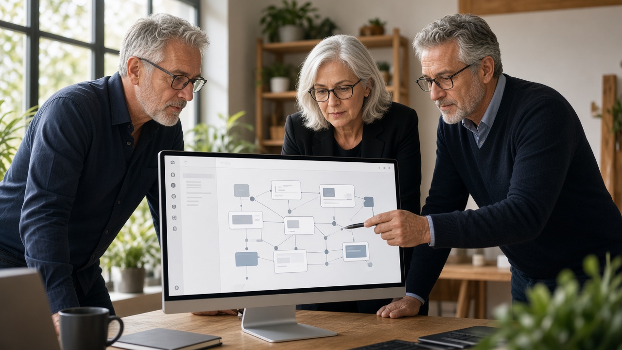 CTO and engineering leads collaborating on modular custom web application design